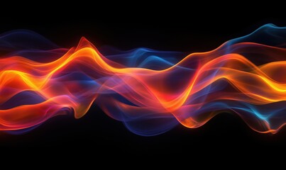 Poster - Colorful abstract light waves creating dynamic energy and movement in dark background