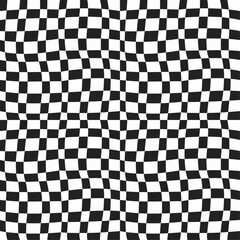 Fototapete - Squares are arranged in a grid, creating a sense of depth and movement. The pattern appears to be slightly distorted, giving the illusion of a wavy surface.