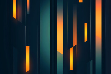 Poster - Dark blue background with vertical light stripes of different colors, glowing vertical lines, gradient, vertical gradients
