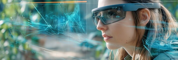 Leinwandbilder - Smart Glasses Showcasing AI Overlay in Bright Outdoor Setting During Daytime Exploration