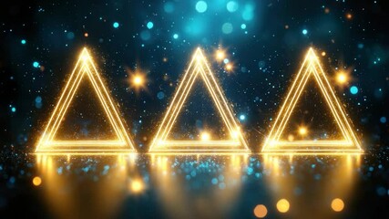 Fototapete - Glowing geometric triangles against abstract background