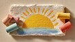 © WIKKI.White - Children's Day drawing of a sunrise with colorful chalk on paper