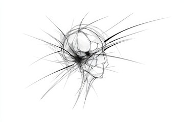 Poster - Abstract Brain Sketch: Mind Design - Symbolic representation of intellect, imagination, creativity, consciousness, and thought processes. Elegant and artistic