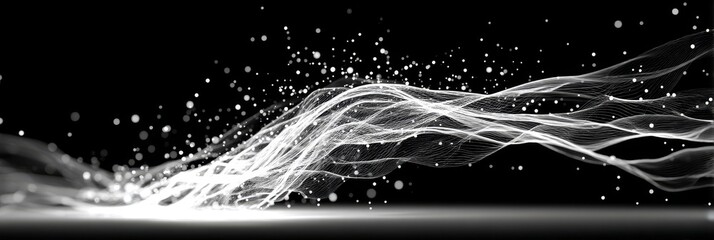 Poster - Abstract White Flow Sketch - art depicting fluid, abstract forms. Symbolizing movement, energy, flow, transition, and transformation