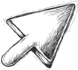 Poster - Sketch style black and white illustration of a computer mouse cursor. Vector illustration