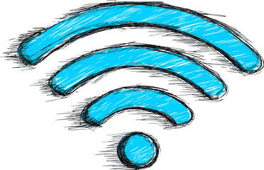 Poster - Blue sketch wifi symbol, artistic illustration concept. Vector illustration
