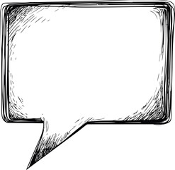 Poster - Sketchy black and white speech bubble with textured border, conceptual art. Vector illustration