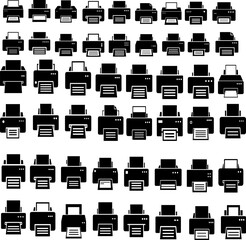 Aufkleber - Black printer icon set with visible paper  minimal style vector illustration. Pack, collection,