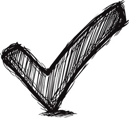 Poster - Black hand-drawn sketch of a large checkmark symbolizing success. Vector illustration