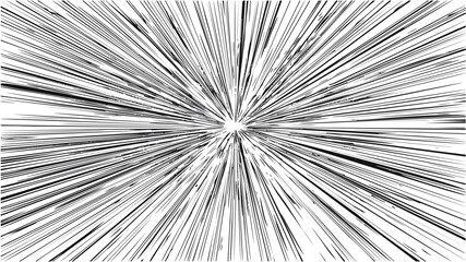 Poster - Abstract black and white radial speed lines pattern in comic style. Vector illustration