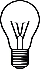 Poster - Simple black and white illustration of a classic light bulb design. Vector illustration