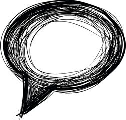 Poster - Scribbled black speech bubble, abstract sketch art. Vector illustration
