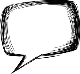 Poster - Grunge-style empty speech bubble with rough black brush strokes on white. Vector illustration