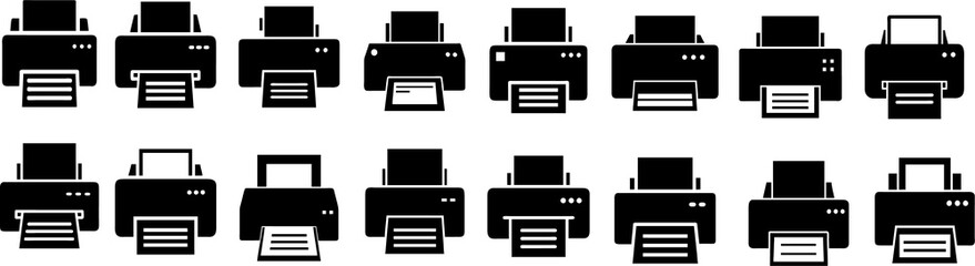 Aufkleber - Clean black and white icon of a printer printing paper modern vector graphic.