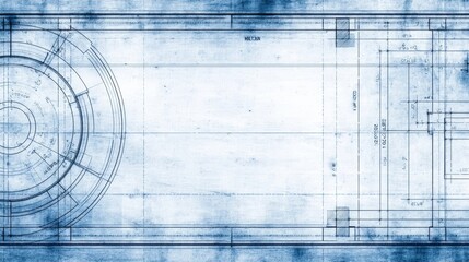 Poster - Blueprint Design Technical Drawing - Detailed blueprint technical drawing, ideal for engineering, technology, or architectural backgrounds. Clean, professional design