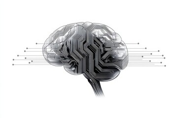 Poster - Brain Circuitry - Abstract of a brain with integrated circuitry, symbolizing technology and intelligence