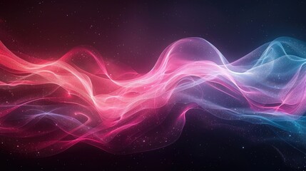 Poster - Flowing abstract waves in pink, purple, and blue hues on a dark background. Background image of vibrant color digital wave with black background. Digital artwork for modern and vibrant design. AIG51.