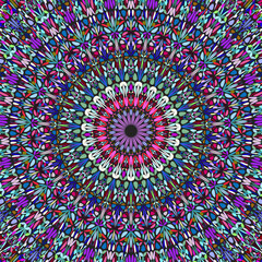 Poster - Dynamic radial flower pattern mandala background - colorful psychedelic circular floral abstract vector art