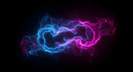 Poster - Abstract nebula cloud with blue and pink light on a black background glowing and ethereal effect