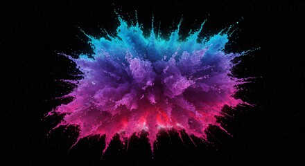 Poster - A vibrant explosion of colorful paint against a dark background with specks of light scattered around it