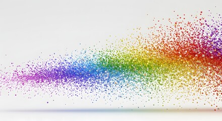 Aufkleber - Abstract rainbow wave formed by tiny cubes on a white background with soft shadows and a bright light