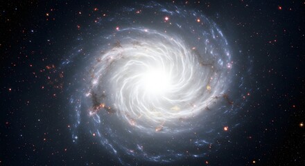 Poster - A vibrant spiral galaxy with bright center surrounded by swirling arms and distant stars in dark space