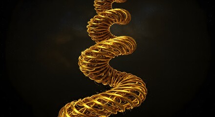 Poster - A golden spiral structure with intricate details against a dark gradient background design element