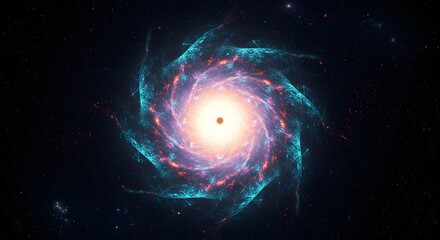 Poster - A mesmerizing spiral galaxy with bright center and swirling blue and purple nebula arms in dark space