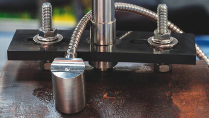 Poster - Ultrasonic and X-ray industrial equipment for testing the quality of a weld on a large diameter metal pipe, industrial concept