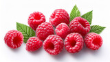 raspberries on a white background