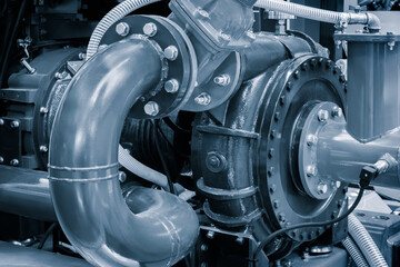 Aufkleber - Blue high pressure pump close up, industrial concept background