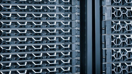 Poster - Vertical racks modern data internet servers storage of big data