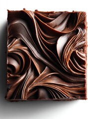Aufkleber - Decadent Topped Brownie Square With Rich Chocolate Swirl on White Background Showcasing Dramatic Shadow Effects
