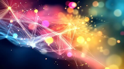 Wall Mural - Colorful abstract light patterns with glowing particles