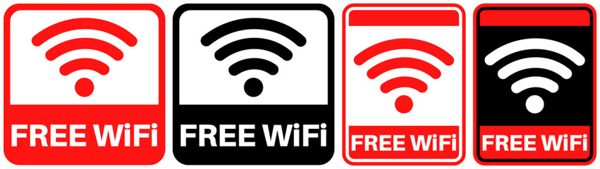 Wall Mural - set sign free wifi symbol design label template vector illustration