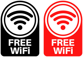 Wall Mural - Set vector free wifi sign symbol labels sticker design illustration