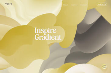 Wall Mural - soft pastel gradient fluid flow shape landing page. warm tones modern color yellow and gray blending