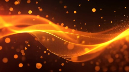Poster - Vibrant orange light waves and particles creating dynamic energy motion