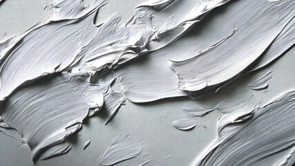 Poster - Smooth movement of white textured paint on canvas surface
