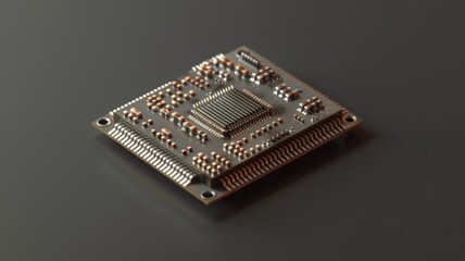Fototapete - Technology picture of chip on complex circuit with digital high tech style design and the electric light graphic show dynamic movement represent about processor algorithm process on computer. AIG53.