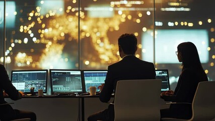 Poster - Dynamic team analyzing global data in hightech control room