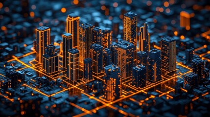 Poster - cyberpunk cityscape: a futuristic metropolis illuminated