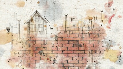 Poster - Artistic architectural design concept for a small building.