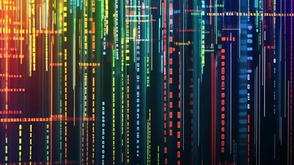 Leinwandbilder - Dynamic digital data stream with vibrant multicolored light patterns