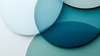 Poster - Abstract image featuring overlapping teal and blue circles.  Smooth, glossy surfaces create a modern, minimalist design. Perfect for backgrounds or tech themes.