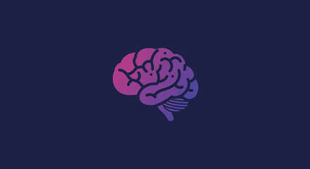 Aufkleber - Gradient Brain Illustration on Dark Background for Cognitive Science and Mental Health