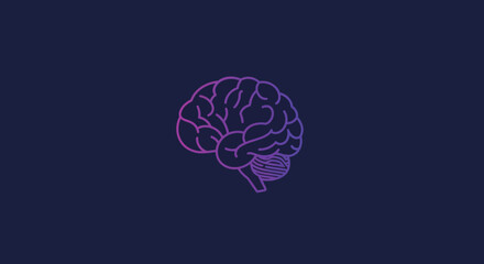 Poster - Gradient brain illustration on dark blue background for neuroscience and technology concepts
