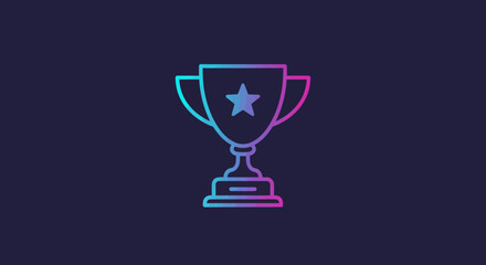 Poster - Gradient trophy icon on dark background symbolizing achievement and success in games or business
