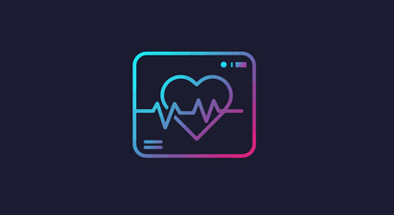 Poster - Health monitor with heartbeat and heart symbol on dark background illustration for medical technology concept design