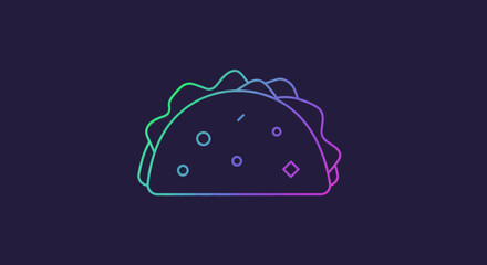 Poster - Neon taco illustration on dark background modern minimalist food design vibrant colors trendy graphic a creative culinary icon perfect for menus and digital media